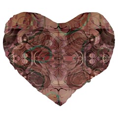 Tea Rose Pink And Brown Abstract Art Color Large 19  Premium Heart Shape Cushions by SpinnyChairDesigns