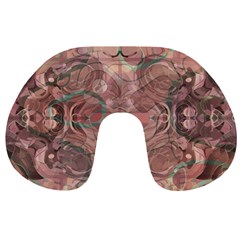 Tea Rose Pink And Brown Abstract Art Color Travel Neck Pillow by SpinnyChairDesigns