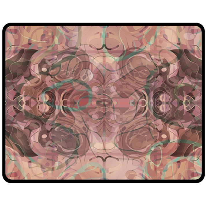 Tea Rose Pink and Brown Abstract Art Color Double Sided Fleece Blanket (Medium) 