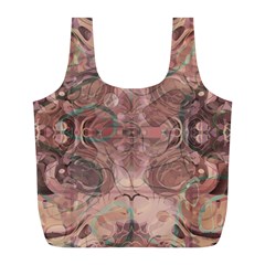 Tea Rose Pink And Brown Abstract Art Color Full Print Recycle Bag (l) by SpinnyChairDesigns