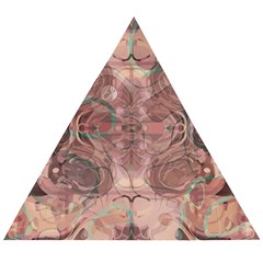 Tea Rose Pink And Brown Abstract Art Color Wooden Puzzle Triangle by SpinnyChairDesigns