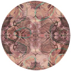 Tea Rose Pink And Brown Abstract Art Color Wooden Puzzle Round