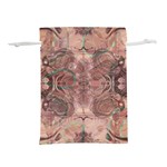 Tea Rose Pink and Brown Abstract Art Color Lightweight Drawstring Pouch (L) Front