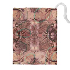 Tea Rose Pink And Brown Abstract Art Color Drawstring Pouch (5xl) by SpinnyChairDesigns