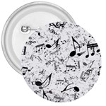 Black and White Music Notes 3  Buttons Front