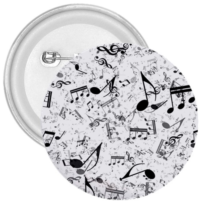 Black and White Music Notes 3  Buttons