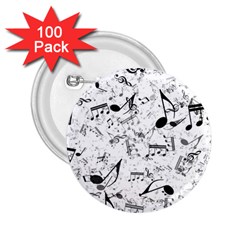 Black And White Music Notes 2 25  Buttons (100 Pack)  by SpinnyChairDesigns