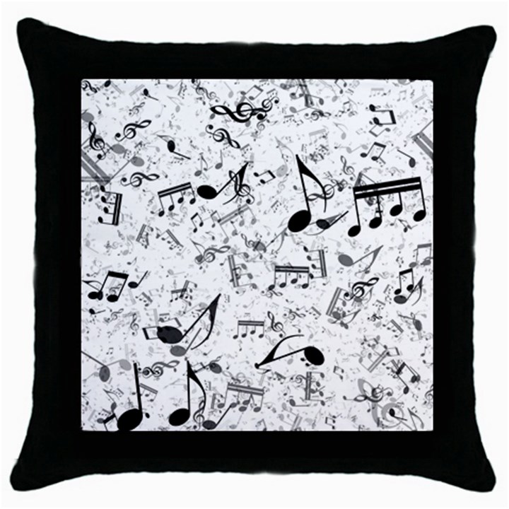 Black and White Music Notes Throw Pillow Case (Black)