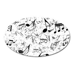 Black And White Music Notes Oval Magnet by SpinnyChairDesigns