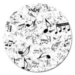 Black and White Music Notes Magnet 5  (Round) Front