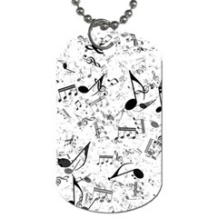 Black And White Music Notes Dog Tag (one Side) by SpinnyChairDesigns