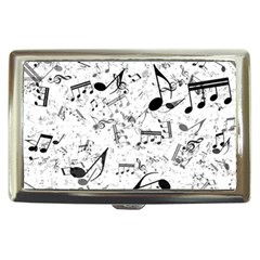 Black And White Music Notes Cigarette Money Case by SpinnyChairDesigns