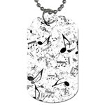 Black and White Music Notes Dog Tag (Two Sides) Front