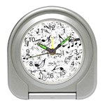 Black and White Music Notes Travel Alarm Clock Front