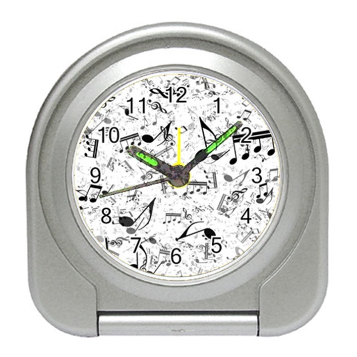 Black and White Music Notes Travel Alarm Clock