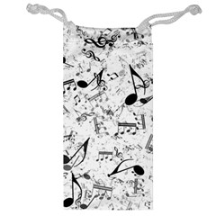 Black And White Music Notes Jewelry Bag by SpinnyChairDesigns