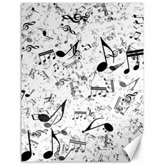 Black And White Music Notes Canvas 12  X 16  by SpinnyChairDesigns