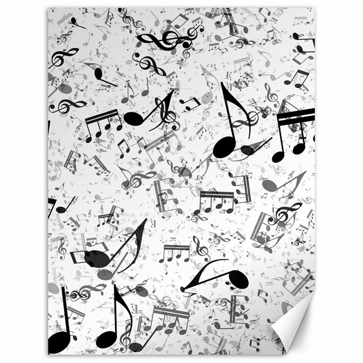 Black and White Music Notes Canvas 12  x 16 