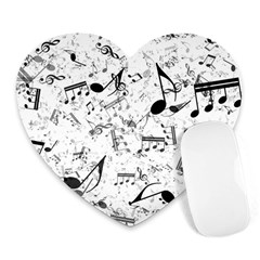 Black And White Music Notes Heart Mousepads by SpinnyChairDesigns