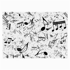 Black And White Music Notes Large Glasses Cloth by SpinnyChairDesigns