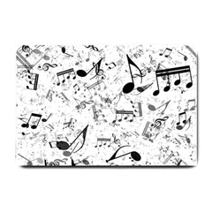 Black And White Music Notes Small Doormat  by SpinnyChairDesigns