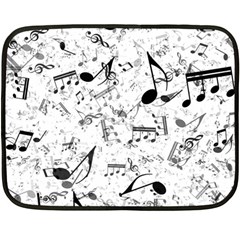 Black And White Music Notes Fleece Blanket (mini) by SpinnyChairDesigns