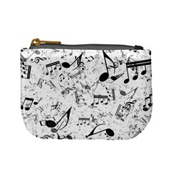 Black And White Music Notes Mini Coin Purse by SpinnyChairDesigns