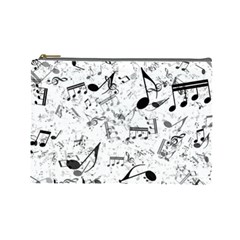 Black And White Music Notes Cosmetic Bag (large) by SpinnyChairDesigns