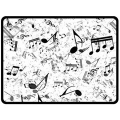 Black And White Music Notes Fleece Blanket (large)  by SpinnyChairDesigns