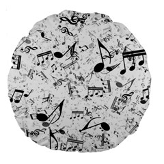 Black And White Music Notes Large 18  Premium Round Cushions