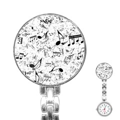 Black And White Music Notes Stainless Steel Nurses Watch