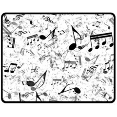 Black And White Music Notes Double Sided Fleece Blanket (medium) 