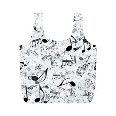 Black And White Music Notes Full Print Recycle Bag (m) by SpinnyChairDesigns