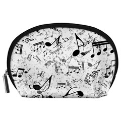 Black And White Music Notes Accessory Pouch (large) by SpinnyChairDesigns