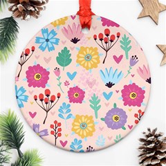 Tekstura-fon-tsvety-berries-flowers-pattern-seamless Ornament (round) by Sobalvarro