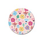 Tekstura-fon-tsvety-berries-flowers-pattern-seamless Magnet 3  (Round) Front