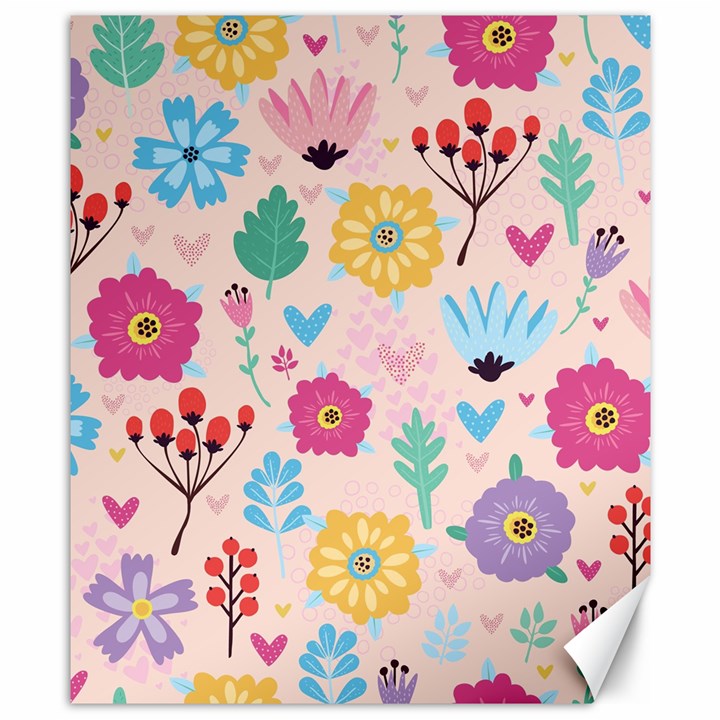 Tekstura-fon-tsvety-berries-flowers-pattern-seamless Canvas 8  x 10 