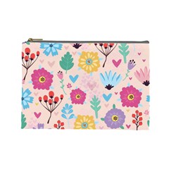 Tekstura-fon-tsvety-berries-flowers-pattern-seamless Cosmetic Bag (large) by Sobalvarro