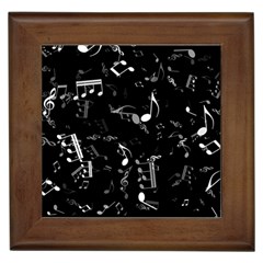 Black And White Music Notes Framed Tile