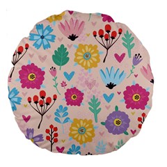 Tekstura-fon-tsvety-berries-flowers-pattern-seamless Large 18  Premium Round Cushions by Sobalvarro