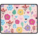 Tekstura-fon-tsvety-berries-flowers-pattern-seamless Double Sided Fleece Blanket (Medium)  58.8 x47.4  Blanket Back