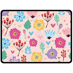 Tekstura-fon-tsvety-berries-flowers-pattern-seamless Double Sided Fleece Blanket (large)  by Sobalvarro