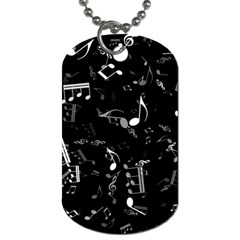 Black And White Music Notes Dog Tag (one Side) by SpinnyChairDesigns