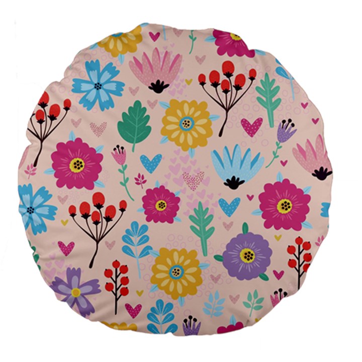 Tekstura-fon-tsvety-berries-flowers-pattern-seamless Large 18  Premium Flano Round Cushions