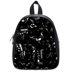 Black And White Music Notes School Bag (small) by SpinnyChairDesigns