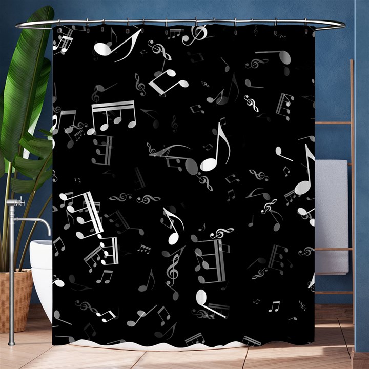 Black and White Music Notes Shower Curtain 60  x 72  (Medium) 