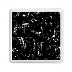 Black And White Music Notes Memory Card Reader (square)