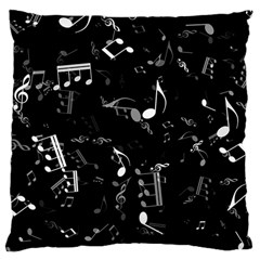 Black And White Music Notes Large Cushion Case (two Sides) by SpinnyChairDesigns