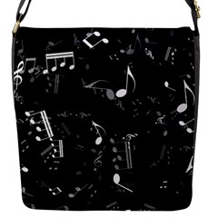 Black And White Music Notes Flap Closure Messenger Bag (s)