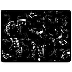 Black And White Music Notes Double Sided Fleece Blanket (large)  by SpinnyChairDesigns